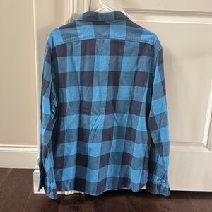 Men’s J. Crew Blue Plaid Flannel Shirt Classic Fit Large